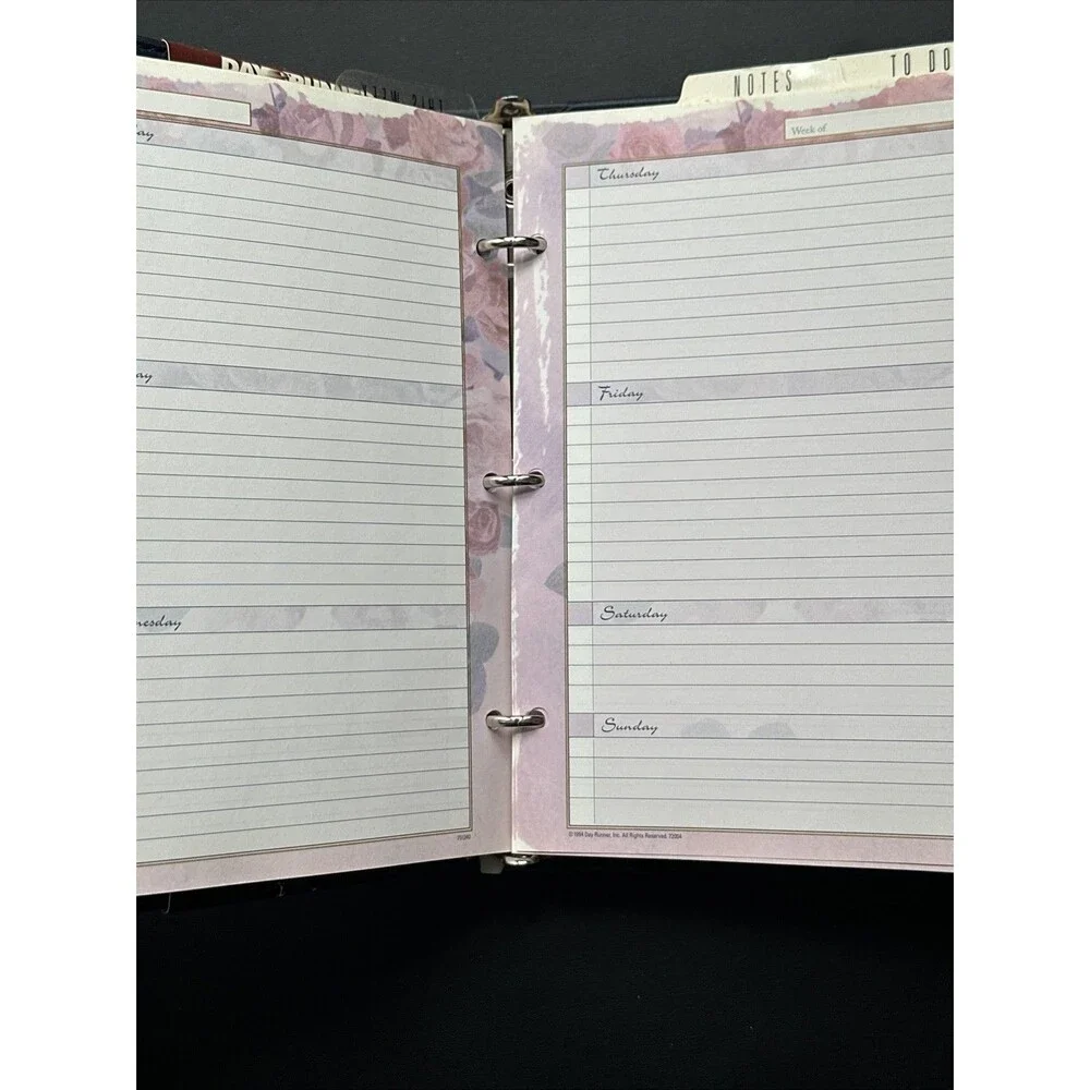 Vintage Perennials Navy Personal Organizer Planner Day Runner 9.5